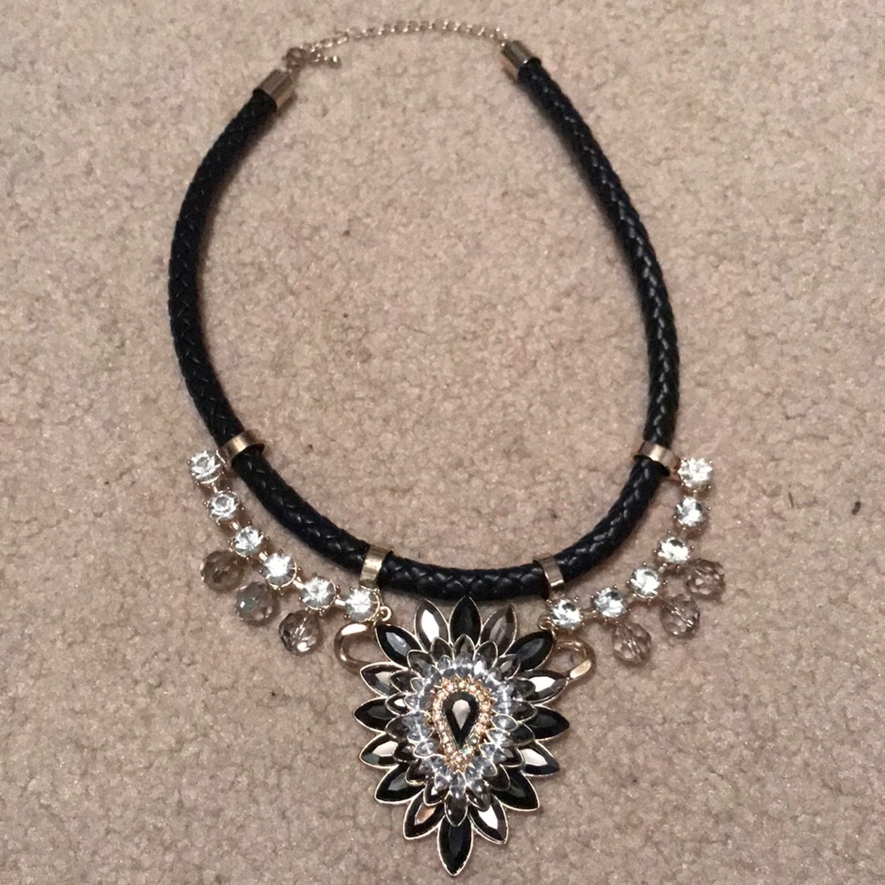 Topshop Statement Necklace Black and Gold